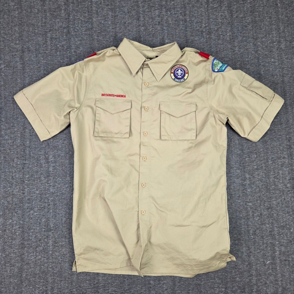 Boy Scouts of America Uniform Shirt Mens Medium Khaki Short Sleeve Sam Houston